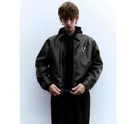 Pull&Bear - Giacca trucker in pelle sintetica nera-Nero M