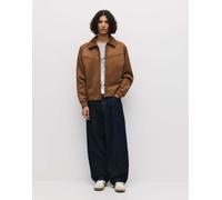 Pull&Bear - Giacca trucker marrone in camoscio sintetico XS