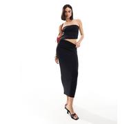 Pull&Bear - Gonna midi nera modellante nera in poliammide in coordinato-Nero XL