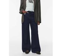 Pull&Bear - Jeans a fondo ampio color blu navy con fascia in vita incrociata 36