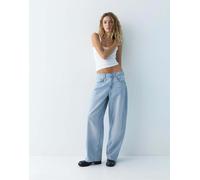 Pull&Bear - Jeans bombati a vita bassa blu pallido 8
