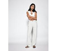 Pull&Bear - Jeans dritti a fondo ampio bianchi-Bianco 42