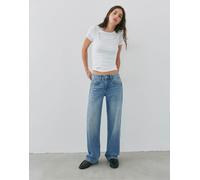 Pull&Bear - Jeans dritti a vita bassa color indaco-Blu 36