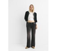 Pull&Bear - Jeans dritti a vita bassa neri-Nero 36