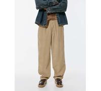 Pull&Bear - Joggers ampi beige in tessuto a coste-Neutro S