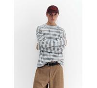 Pull&Bear - Maglietta a maniche lunghe celeste a righe-Blu M