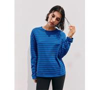 Pull&Bear - Maglietta a maniche lunghe oversize blu a righe-Multicolore L