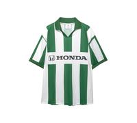 Pull&Bear - T-shirt verde/écru con stampa "Honda" e colletto stile polo-Multicolore S