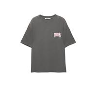 Pull&Bear Maglietta 'MOCHIS' grigio scuro / lime / rosé / rosso acceso Donna Pull&Bear XL grigio scuro / lime / rosé / rosso acceso