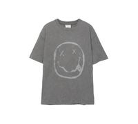 Pull&Bear Maglietta 'NIRVANA SMILEY' grigio chiaro / grigio scuro Uomo Pull&Bear XL grigio chiaro / grigio scuro