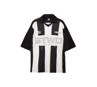 Pull&Bear - T-shirt stile calcio nera a righe-Nero L