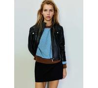 Pull&Bear maglione a righe con collo a contrasto azzurro chiaro in lana-Blu XS