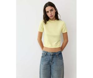 Pull&Bear maglione aderente a maniche corte giallo XL