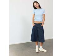 Pull&Bear maglione aderente a maniche corte in blu pastello XL