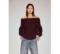 Pull&Bear - Maglione asimmetrico morbido bordeaux-Rosso S