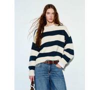 Pull&Bear - Maglione blu navy a righe ampie M