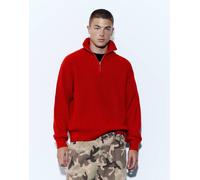 Pull&Bear maglione con mezza zip rosso M