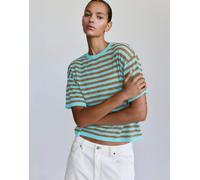 Pull&Bear - Maglione in maglia sottile a righe turchese-Blu M