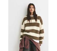 Pull&Bear - Maglione marrone a righe ampie M