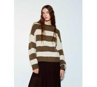 Pull&Bear - Maglione marrone a righe ampie S