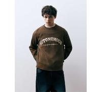 Pull&Bear - Maglione marrone con scritta Autonomous L