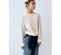 Pull&Bear maglione morbido in maglia, squadrato, color ghiaccio-Bianco S