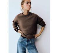 Pull&Bear maglione morbido in maglia, squadrato, marrone L