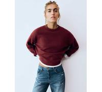 Pull&Bear maglione morbido squadrato in bordeaux-Rosso S