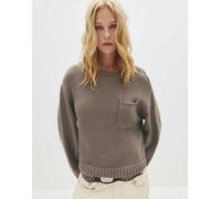Pull&Bear - Maglione oversize marrone tortora con scollo ampio S