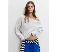 Pull&Bear maglione regular fit con scollo a barchetta in grigio chiaro M