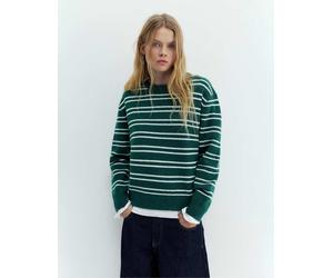 Pull&Bear - Maglione verde bottiglia a righe XS