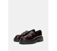 Pull&Bear - Mocassini bordeaux con suola spessa-Rosso 39