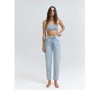 Pull&Bear - Mom jeans a vita alta azzurri-Blu 38