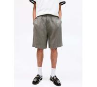 Pull&Bear - Pantaloncini ampi in misto lino kaki-Verde 40