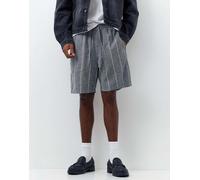 Pull&Bear - Pantaloncini in misto lino a righe-Multicolore XS