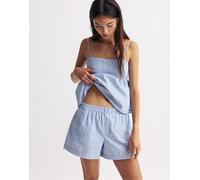 Pull&Bear - Pantaloncini in popeline a righe blu S