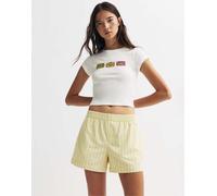 Pull&Bear - Pantaloncini in popeline a righe giallo chiaro S