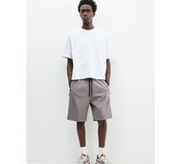 Pull&Bear - Pantaloncini joggers stile bermuda grigi in interlock-Grigio S