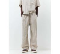 Pull&Bear - Pantaloni 100% lino beige-Neutro XL