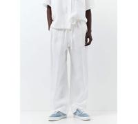Pull&Bear - Pantaloni 100% lino bianchi-Bianco L