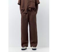Pull&Bear - Pantaloni 100% lino marroni-Marrone L