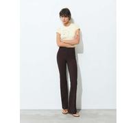 Pull&Bear - Pantaloni a zampa marroni a vita medio alta-Marrone 36