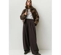 Pull&Bear - Pantaloni bombati marroni con pinces-Marrone 36