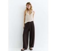 Pull&Bear - Pantaloni bombati marroni con pinces-Marrone 44