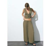 Pull&Bear - Pantaloni da gaucho in crêpe verdi-Verde XS