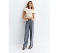 Pull&Bear - Pantaloni eleganti grigi a vita alta-Grigio 40