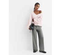 Pull&Bear - Pantaloni eleganti grigi a vita alta-Grigio 44