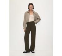 Pull&Bear - Pantaloni eleganti kaki medio con cuciture a vista-Verde 44