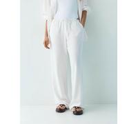 Pull&Bear - Pantaloni in misto lino bianchi-Bianco S
