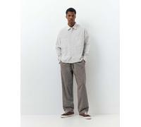 Pull&Bear - Pantaloni in misto lino color cioccolato-Marrone XL